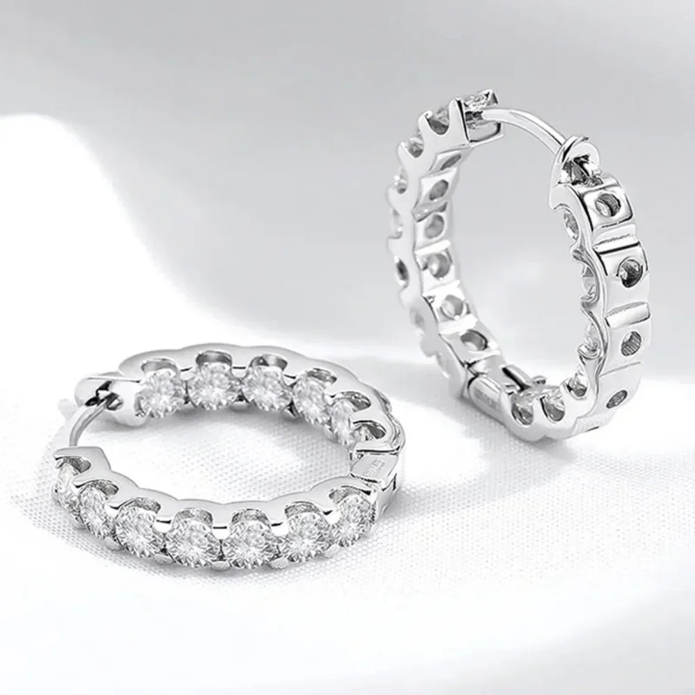 Certified 2.6 ct. t.w. Moissanite Diamond Inside Out Hoop Earrings NEW